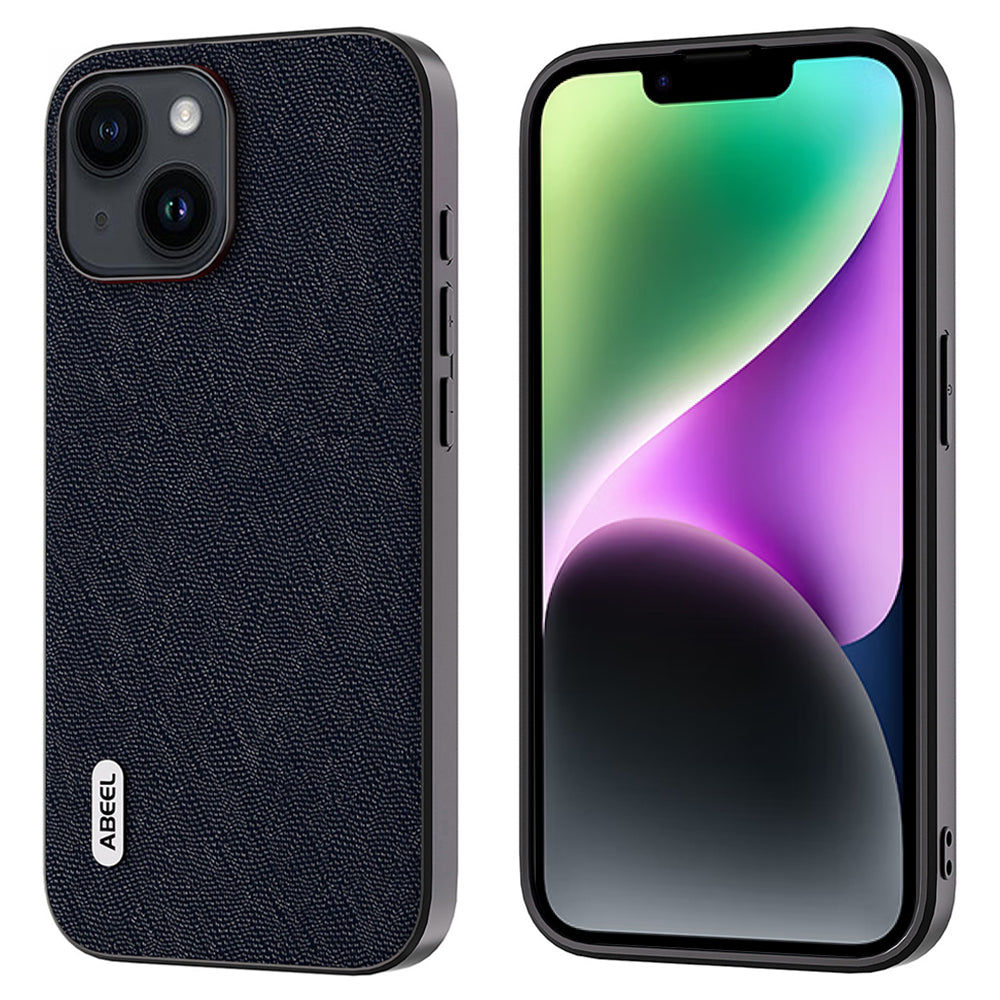 ABEEL Til iPhone 14 Plus Cross Texture Telefon Bagcover Drop Proof Kohud Læder TPU PC Cover ABEEL Til iPhone 14 Plus Cross Texture Telefon Bagcover Drop Proof Kohud Læder TPU PC Cover